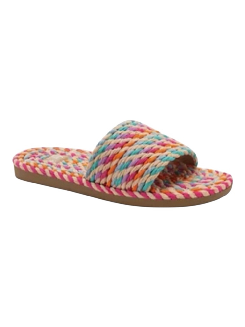 Crown & Ivy Multicolor Braided Rope Slide Sandals – Casual Summer Flats 7.5